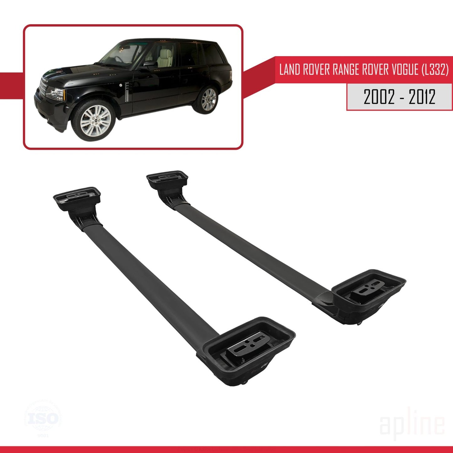 Compatible con Land Rover Range Rover Vogue (L322) 2002-2012 ACE-3 Barras de Techo Auto Portaequipajes Barras Transversales Negro Aluminio 2 Barras
