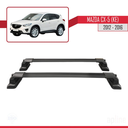 Compatible avec Mazda CX-5 (KE) 2012-2016 ACE-3 Barres de Toit Railing Porte-Bagages de Voiture Noir Aluminium 2 Barres