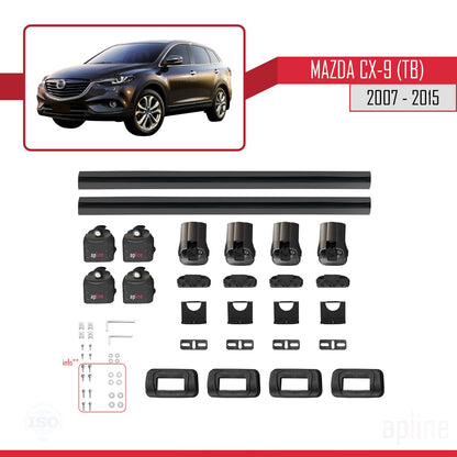 Compatibile con Mazda CX-9 (TB) 2007-2015 ACE-3 Barre Tetto Portapacchi Auto Barre Portatutto Nero Alluminio 2 Barre