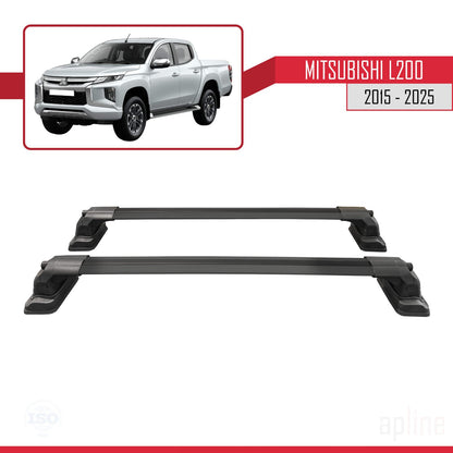 ACE-3 Dakdrager bagagedrager compatibel met Mitsubishi L200 (MK5) 2015-2025 Spoorstaven Zwart Aluminium 2 Staven