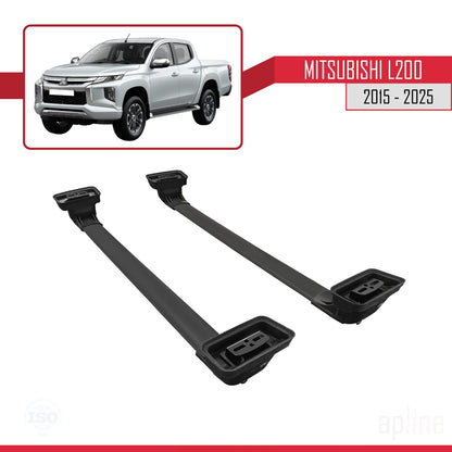 ACE-3 Dakdrager bagagedrager compatibel met Mitsubishi L200 (MK5) 2015-2025 Spoorstaven Zwart Aluminium 2 Staven