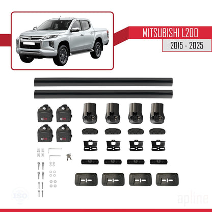 ACE-3 Dakdrager bagagedrager compatibel met Mitsubishi L200 (MK5) 2015-2025 Spoorstaven Zwart Aluminium 2 Staven