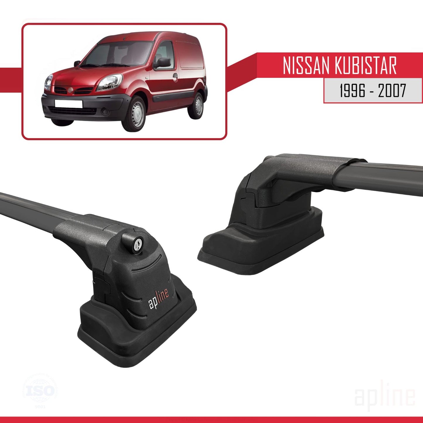 Compatibile con Nissan Kubistar 1996-2007 ACE-3 Barre Tetto Portapacchi Auto Barre Portatutto Nero Alluminio 2 Barre