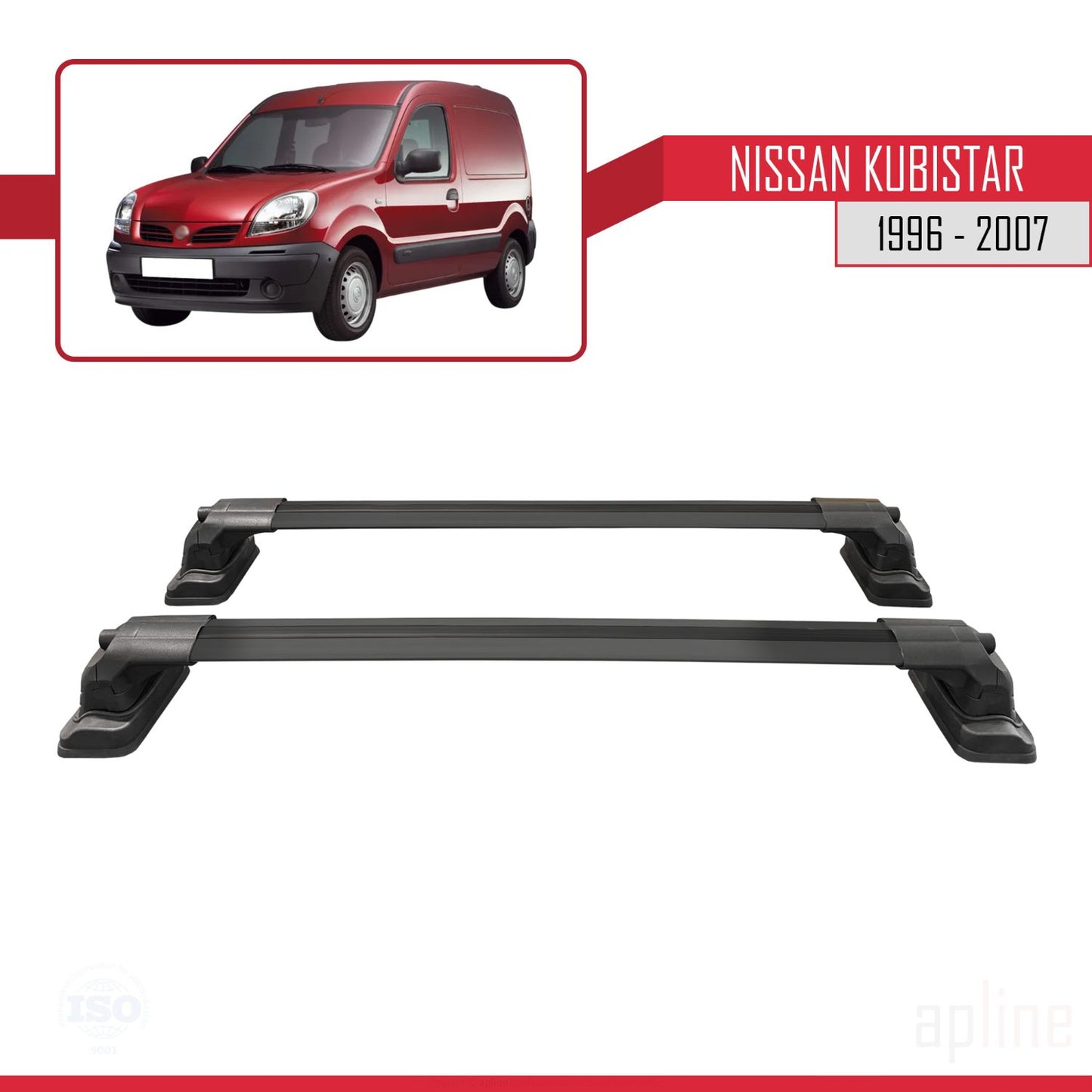 Compatibile con Nissan Kubistar 1996-2007 ACE-3 Barre Tetto Portapacchi Auto Barre Portatutto Nero Alluminio 2 Barre
