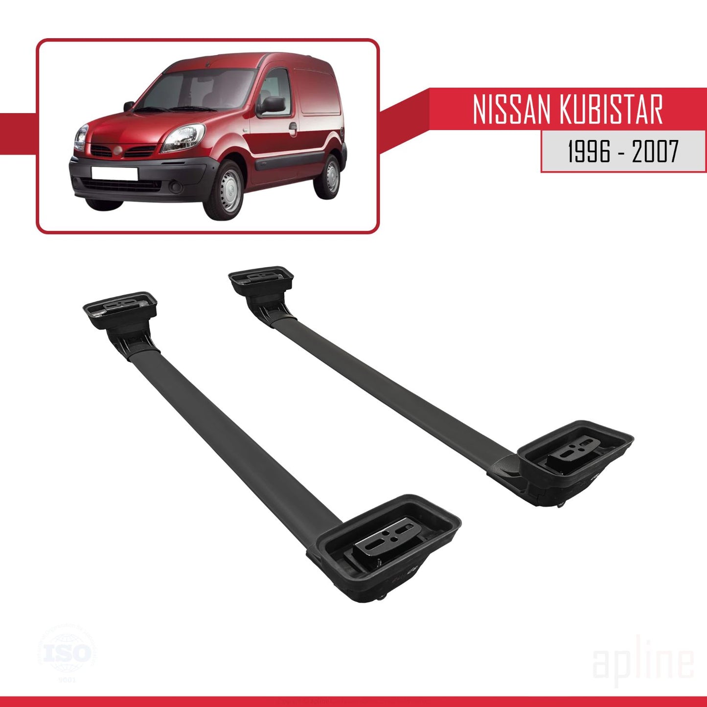 Compatibile con Nissan Kubistar 1996-2007 ACE-3 Barre Tetto Portapacchi Auto Barre Portatutto Nero Alluminio 2 Barre