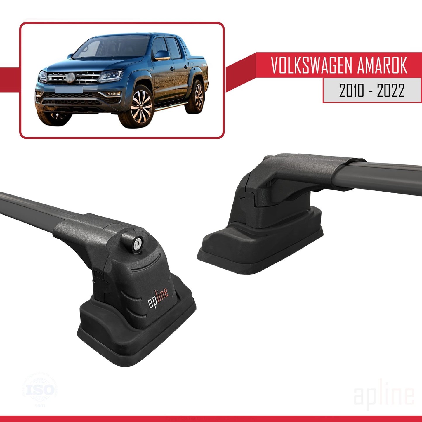 Kompatibel mit Volkswagen Amarok 2010-2022 ACE-3 Relingträger Dachträger Auto Gepäckträger Schwarz Aluminium 2 Stangen