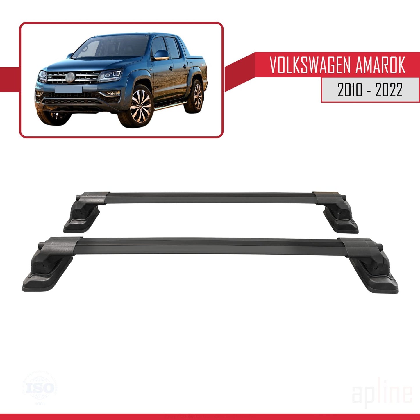 Kompatibel mit Volkswagen Amarok 2010-2022 ACE-3 Relingträger Dachträger Auto Gepäckträger Schwarz Aluminium 2 Stangen