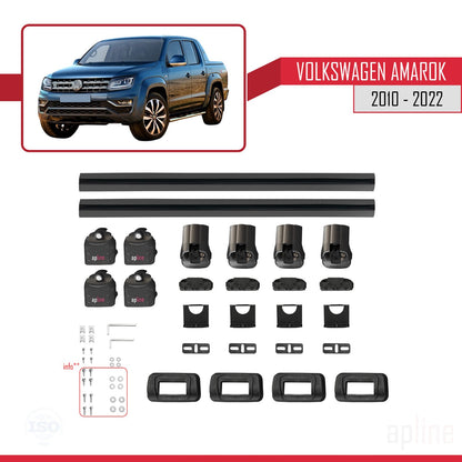 Kompatibel mit Volkswagen Amarok 2010-2022 ACE-3 Relingträger Dachträger Auto Gepäckträger Schwarz Aluminium 2 Stangen