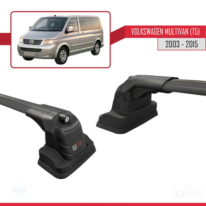 Kompatibel mit Volkswagen Multivan (T5) 2003-2015 ACE-3 Relingträger Dachträger Auto Gepäckträger Schwarz Aluminium 2 Stangen
