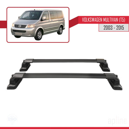 Kompatibel mit Volkswagen Multivan (T5) 2003-2015 ACE-3 Relingträger Dachträger Auto Gepäckträger Schwarz Aluminium 2 Stangen