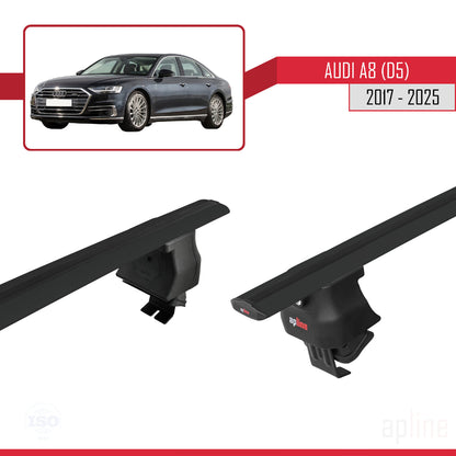 Compatible avec A8 (D5/4N) 2017-2025 ACE-4 Barres de Toit Railing Porte-Bagages de Voiture Noir Aluminium 2 Barres