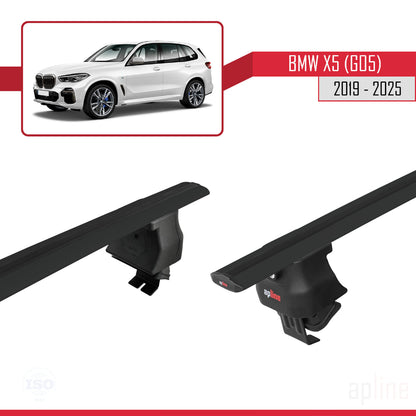 Compatible avec BMW X5 (G05) 2019-2025 ACE-4 Barres de Toit Railing Porte-Bagages de Voiture Noir Aluminium 2 Barres