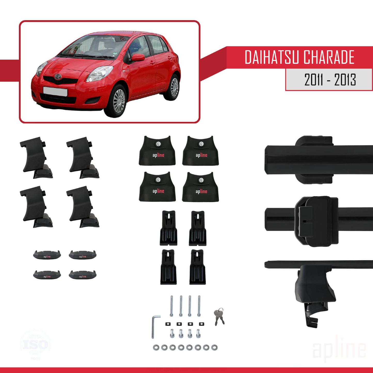 Compatibile con Daihatsu Charade 2011-2013 ACE-4 Barre Tetto Portapacchi Auto Barre Portatutto Nero Alluminio 2 Barre