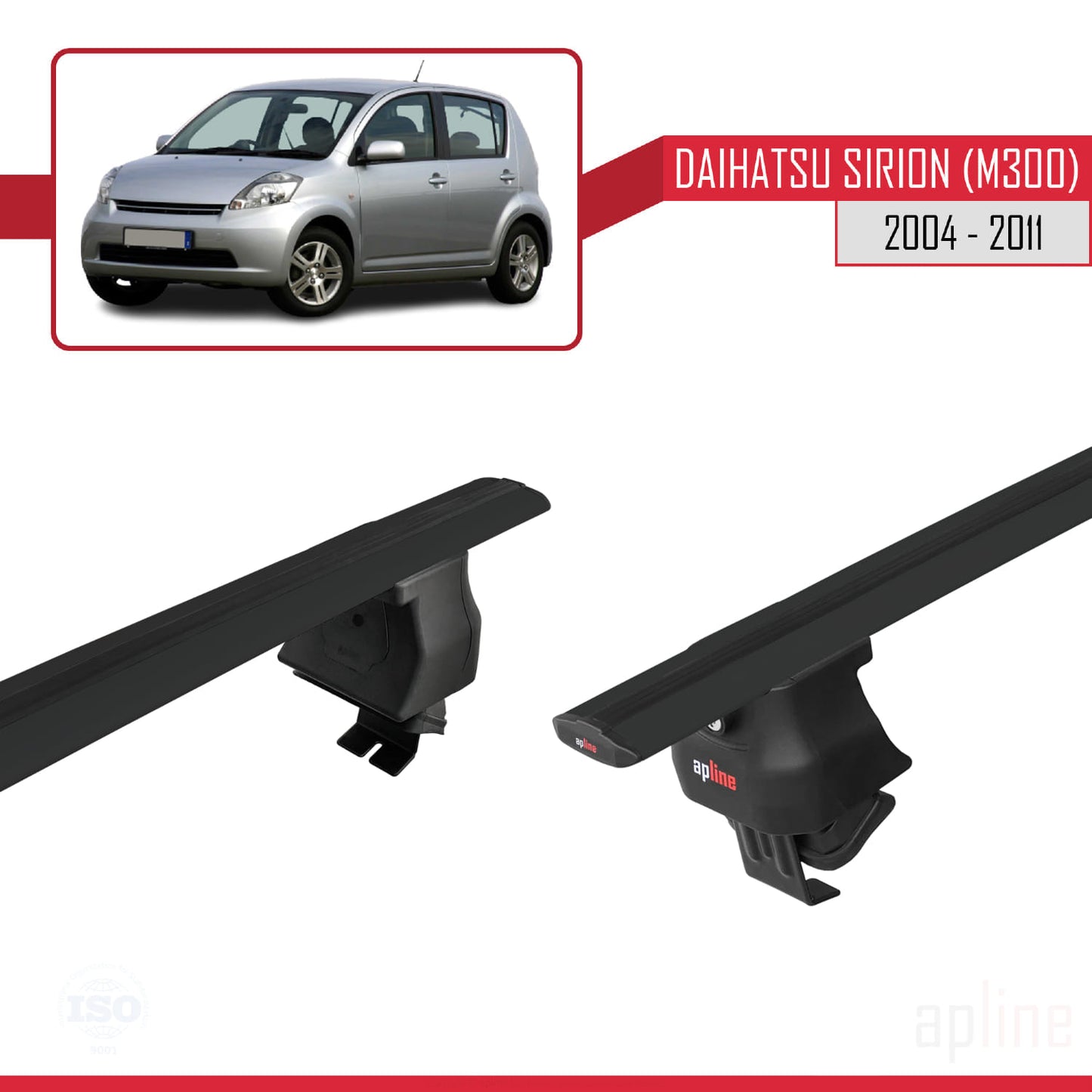 Compatibile con Daihatsu Sirion (M300) 2004-2011 ACE-4 Barre Tetto Portapacchi Auto Barre Portatutto Nero Alluminio 2 Barre