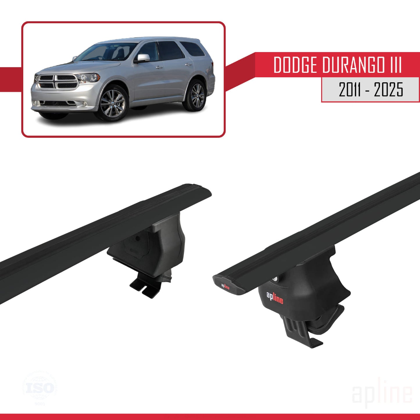 Kompatibel mit Dodge Durango 3 2011-2025 ACE-4 Relingträger Dachträger Auto Gepäckträger Schwarz Aluminium 2 Stangen
