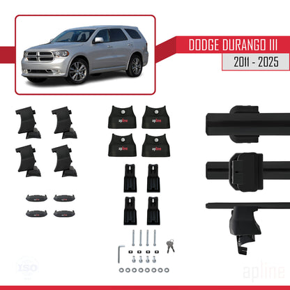 Kompatibel mit Dodge Durango 3 2011-2025 ACE-4 Relingträger Dachträger Auto Gepäckträger Schwarz Aluminium 2 Stangen