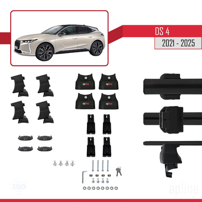 ACE-4 Dakdrager bagagedrager compatibel met DS 4 II 2021-2025 Spoorstaven Zwart Aluminium 2 Staven