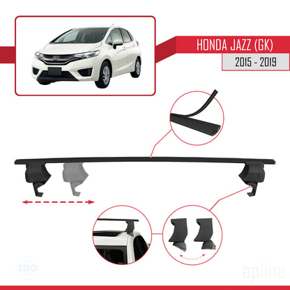 Compatible avec Honda Jazz 3 (GK) 2015-2019 ACE-4 Barres de Toit Railing Porte-Bagages de Voiture Noir Aluminium 2 Barres