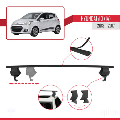Compatible avec Hyundai i10 II (IA) Pre-Facelift 2013-2017 ACE-4 Barres de Toit Railing Porte-Bagages de Voiture Noir Aluminium 2 Barres