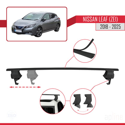 Compatible avec Nissan Leaf 2 (ZE1) 2018-2025 ACE-4 Barres de Toit Railing Porte-Bagages de Voiture Noir Aluminium 2 Barres