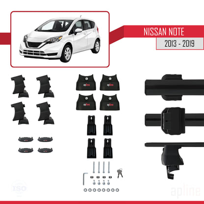 Kompatibel mit Nissan Note 2 (E12) 2013-2019 ACE-4 Relingträger Dachträger Auto Gepäckträger Schwarz Aluminium 2 Stangen