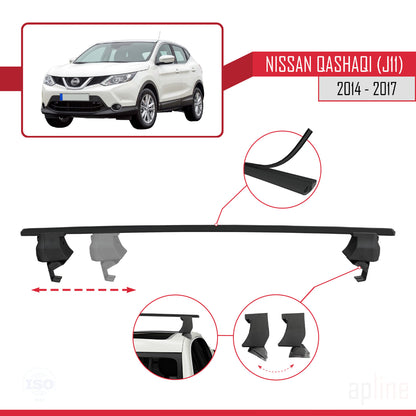 Compatible con Nissan Qashqai 2 (J11) Pre-Facelift 2014-2017 ACE-4 Barras de Techo Auto Portaequipajes Barras Transversales Negro Aluminio 2 Barras