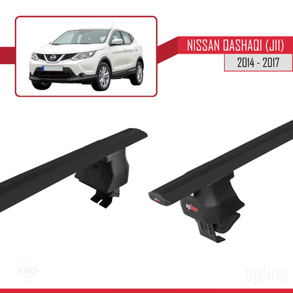 Compatible con Nissan Qashqai 2 (J11) Pre-Facelift 2014-2017 ACE-4 Barras de Techo Auto Portaequipajes Barras Transversales Negro Aluminio 2 Barras
