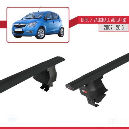 ACE-4 Dakdrager bagagedrager compatibel met Opel/Vauxhall Agila (B) 2007-2015 Spoorstaven Zwart Aluminium 2 Staven