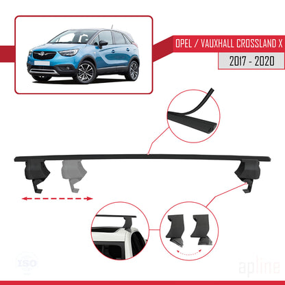 Compatible avec Opel/Vauxhall Crossland X 2017-2020 ACE-4 Barres de Toit Railing Porte-Bagages de Voiture Noir Aluminium 2 Barres
