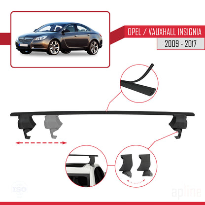 Compatible avec Opel/Vauxhall Insignia 2009-2017 ACE-4 Barres de Toit Railing Porte-Bagages de Voiture Noir Aluminium 2 Barres
