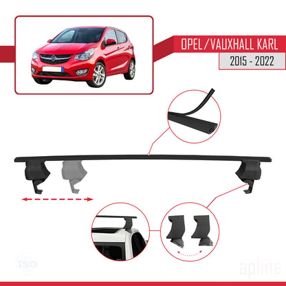 Compatible avec Opel/Vauxhall Karl 2015-2022 ACE-4 Barres de Toit Railing Porte-Bagages de Voiture Noir Aluminium 2 Barres