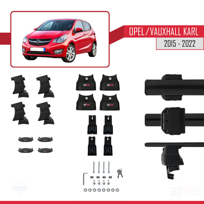 Compatible avec Opel/Vauxhall Karl 2015-2022 ACE-4 Barres de Toit Railing Porte-Bagages de Voiture Noir Aluminium 2 Barres