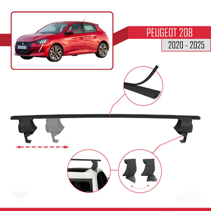 Compatible avec Peugeot 208 II (P21) 2020-2025 ACE-4 Barres de Toit Railing Porte-Bagages de Voiture Noir Aluminium 2 Barres