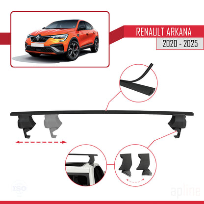Compatible avec Renault Arkana 2020-2025 ACE-4 Barres de Toit Railing Porte-Bagages de Voiture Noir Aluminium 2 Barres