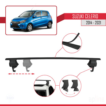 Compatible avec Suzuki Celerio 2 (FE) 2014-2021 ACE-4 Barres de Toit Railing Porte-Bagages de Voiture Noir Aluminium 2 Barres