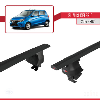 Compatible avec Suzuki Celerio 2 (FE) 2014-2021 ACE-4 Barres de Toit Railing Porte-Bagages de Voiture Noir Aluminium 2 Barres