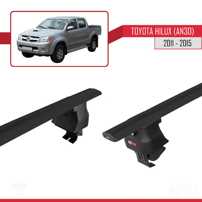 Compatible avec Toyota Hilux 7 (AN30) Post-Facelift 2011-2015 ACE-4 Barres de Toit Railing Porte-Bagages de Voiture Noir Aluminium 2 Barres