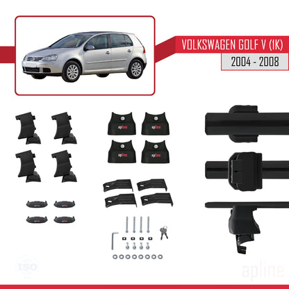 Compatibile con Volkswagen Golf 5 (1K) 2004-2008 ACE-4 Barre Tetto Portapacchi Auto Barre Portatutto Nero Alluminio 2 Barre