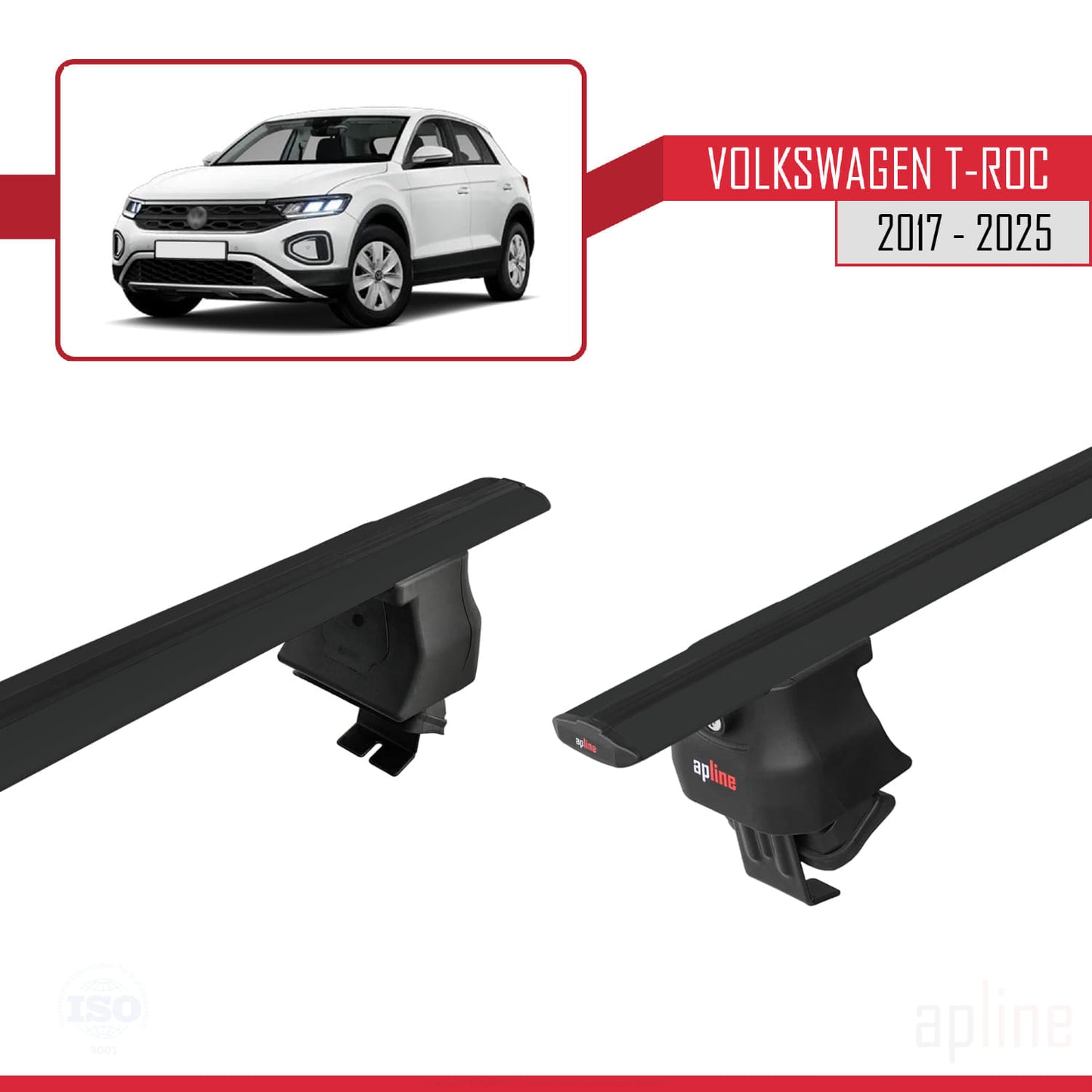 Compatibile con Volkswagen T-Roc 2017-2025 ACE-4 Barre Tetto Portapacchi Auto Barre Portatutto Nero Alluminio 2 Barre