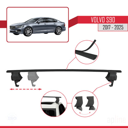 Compatible con Volvo S90 2017-2025 ACE-4 Barras de Techo Auto Portaequipajes Barras Transversales Negro Aluminio 2 Barras