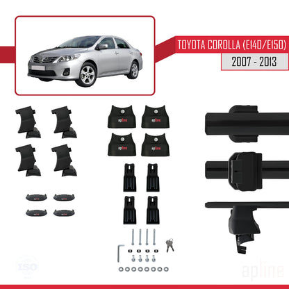 Kompatibel mit Toyota Corolla 10 (E150) 2007-2013 ACE-4 Relingträger Dachträger Auto Gepäckträger Schwarz Aluminium 2 Stangen