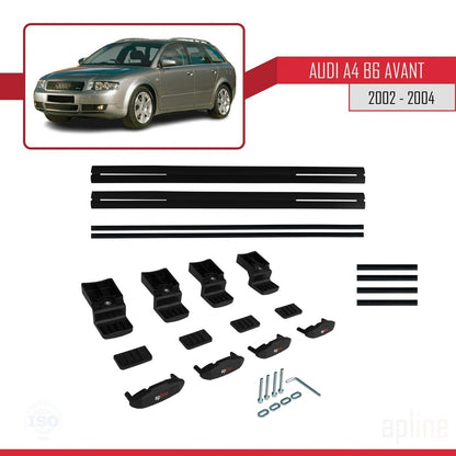 Kompatibel mit A4 (B6) Avant 2002-2004 BASIC Model Relingträger Dachträger Auto Gepäckträger Schwarz Aluminium 2 Stangen