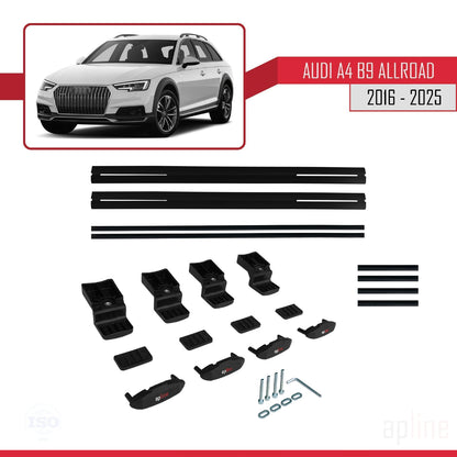 Kompatibel mit A4 (B9) Allroad 2016-2025 BASIC Model Relingträger Dachträger Auto Gepäckträger Schwarz Aluminium 2 Stangen