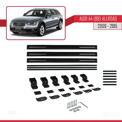Kompatibel mit A4 (B8) Allroad 2009-2015 BASIC Model Relingträger Dachträger Auto Gepäckträger Schwarz Aluminium 3 Stangen