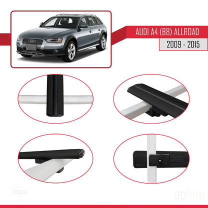 Kompatibel mit A4 (B8) Allroad 2009-2015 BASIC Model Relingträger Dachträger Auto Gepäckträger Schwarz Aluminium 2 Stangen