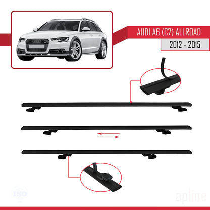 Compatible con A6 (C7) Allroad 2012-2015 BASIC Model Barras de Techo Auto Portaequipajes Barras Transversales Negro Aluminio 3 Barras