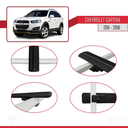 Compatibile con Chevrolet Captiva 2011-2015 BASIC Model Barre Tetto Portapacchi Auto Barre Portatutto Nero Alluminio 2 Barre