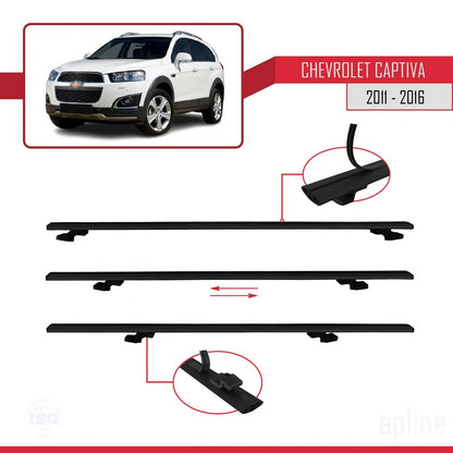 Compatibile con Chevrolet Captiva 2011-2015 BASIC Model Barre Tetto Portapacchi Auto Barre Portatutto Nero Alluminio 2 Barre