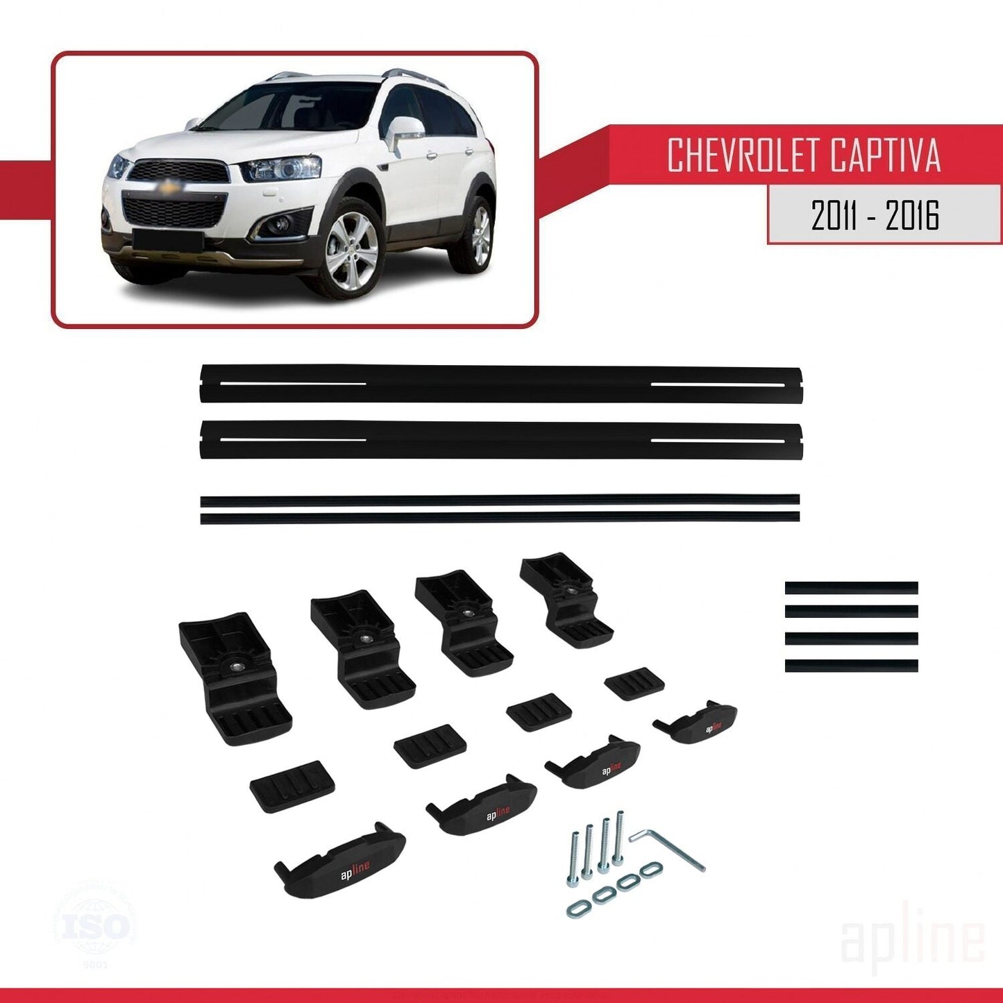 Compatibile con Chevrolet Captiva 2011-2015 BASIC Model Barre Tetto Portapacchi Auto Barre Portatutto Nero Alluminio 2 Barre
