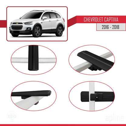 Compatible avec Chevrolet Captiva 2016-2018 BASIC Model Barres de Toit Railing Porte-Bagages de Voiture Noir Aluminium 2 Barres